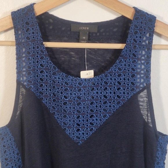 J. Crew Tops - J. Crew Tank Top Blue Lightweight Sleeveless Eyelet Trim Sheer Blouse Sz XS NWT